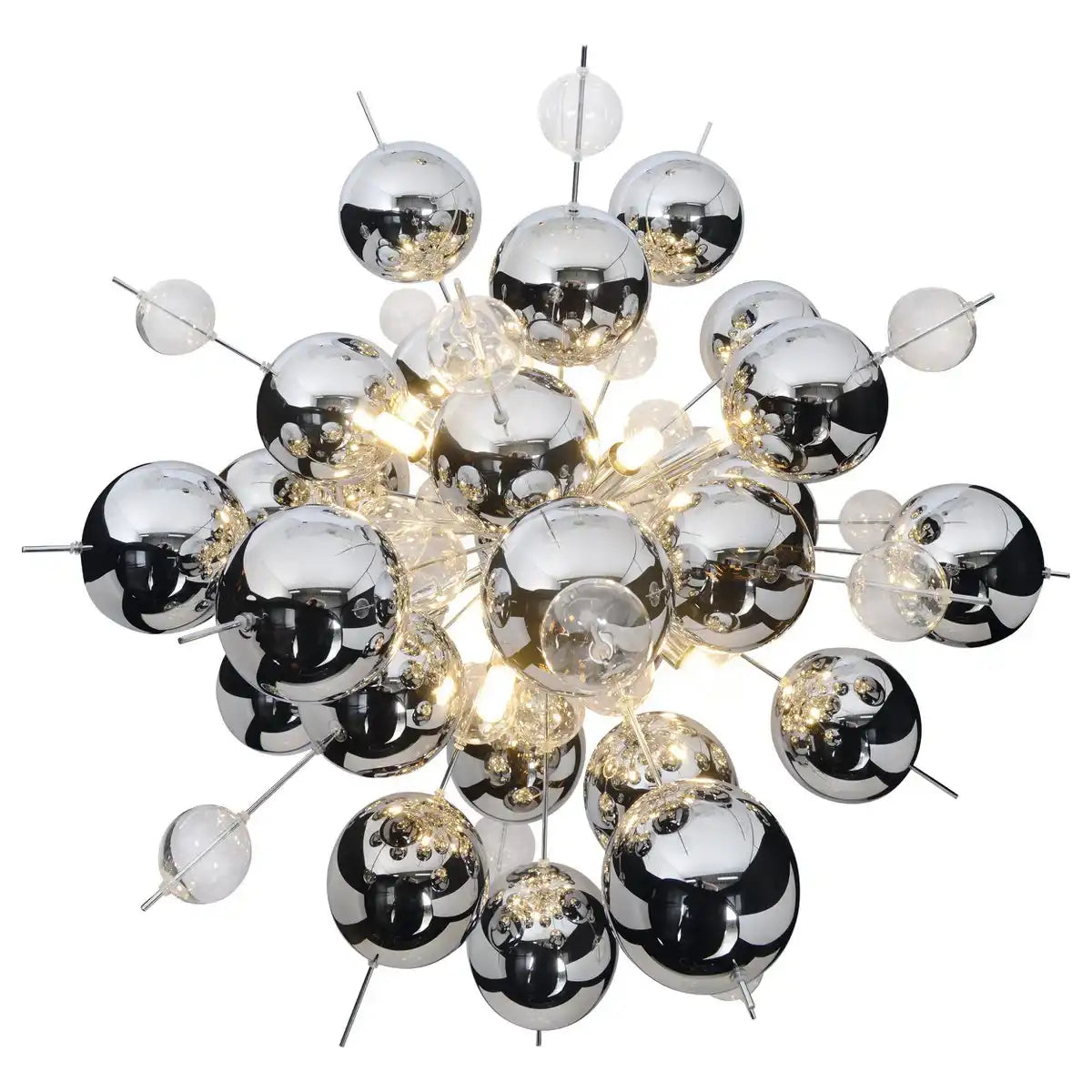 Pendelleuchte "EXPLOSION" chrom aus Metall und Glas, G9 Fassungen, Hängelampe für Esszimmer, Wohnzimmer, Diele oder Büro, Øca. 65 cm
