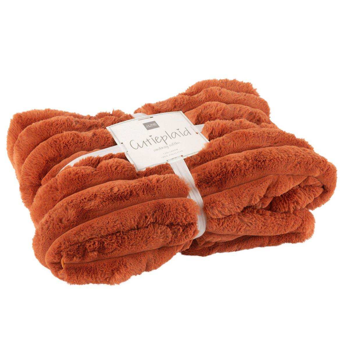 J-Line Plaid Large Cord – Polyester – Roest – 180 x 130 cm