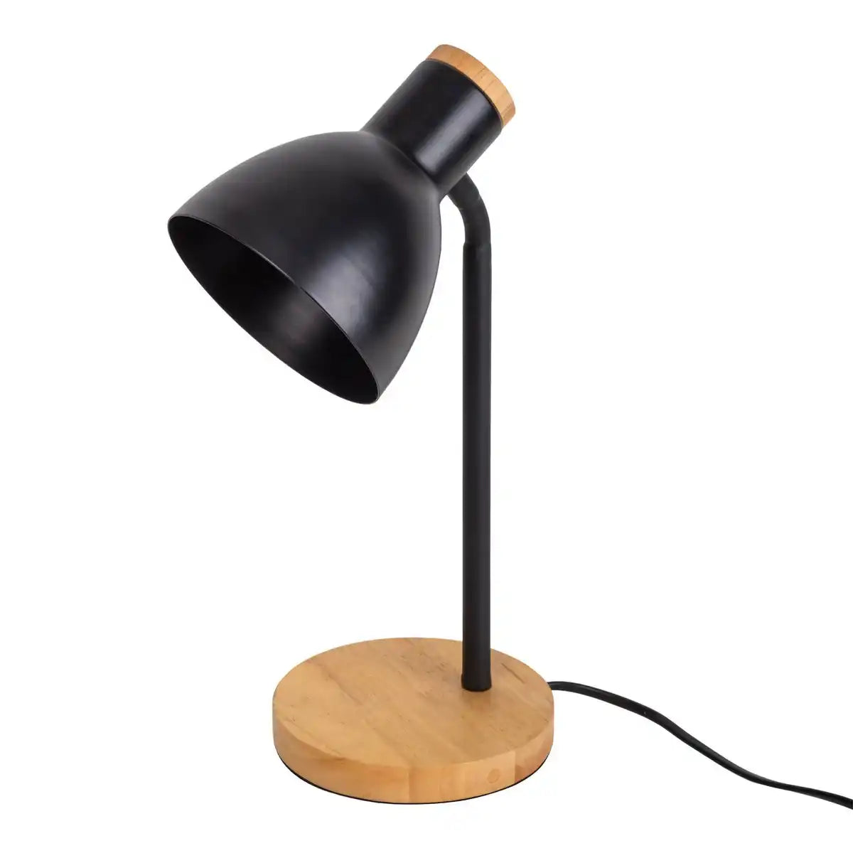 Schreibtischleuchte "MARIE" aus Metall und Holz, E14, Schwarz, 36,5 cm hoch