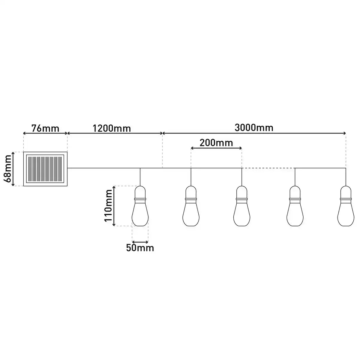 LED/Solar Lichterkette "Glühbirne" , für Außen, Lichterkette aus Kunststoff, klar/transparent, mit integrierter LED