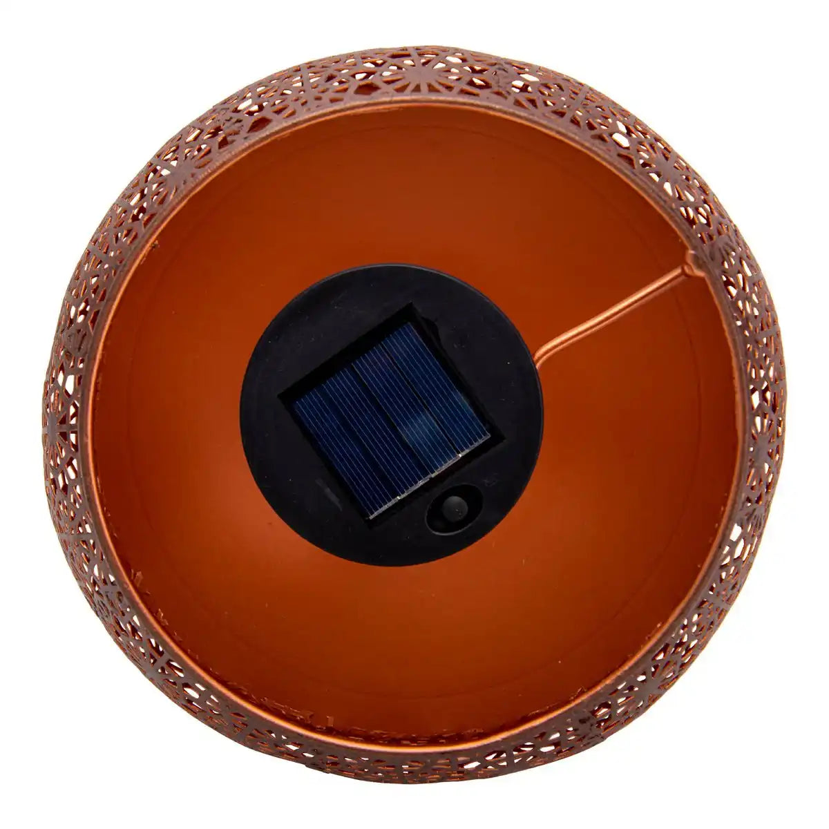 LED Deko-Solarleuchte mit Standfuß 25 cm hoch, mit Flammeneffekt, für Außen, aus rostfarbenem Metall und Kunststoff, mit fest verbauter LED