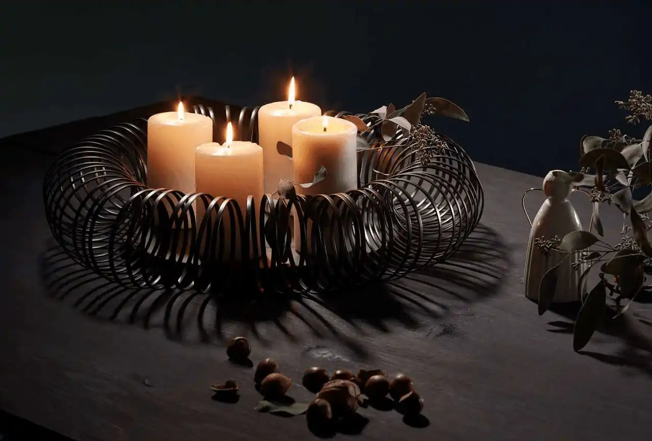 Adventschale Adventskranz pulverbeschichteter Stahl und Stahldraht Braun - HomeDesign Knaus