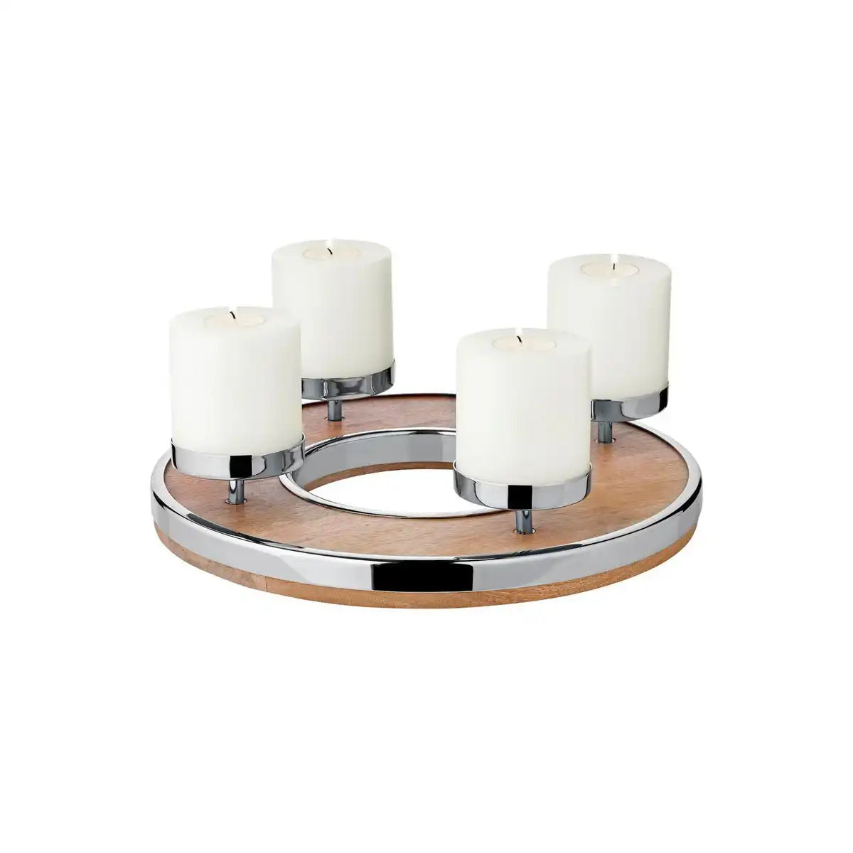 Adventskranz Jale (Ø 36 cm), Mangoholz mit Edelstahlrand - HomeDesign Knaus