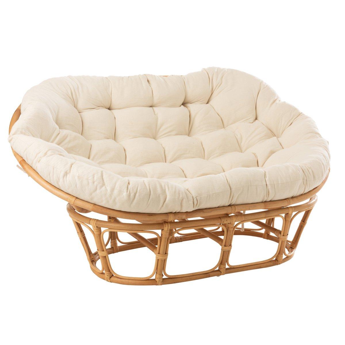 J-Line Rattansofa – mit Kissen – Jute/Textil – Natur