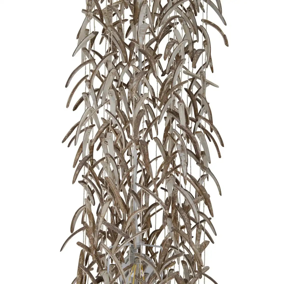 Pendelleuchte "Kokos" 180 cm hoch, aus Holz und Kokosschalen, beige/braun, E27-Fassung, Beleuchtung für Wohnzimmer, Esszimmer oder Wintergarten.