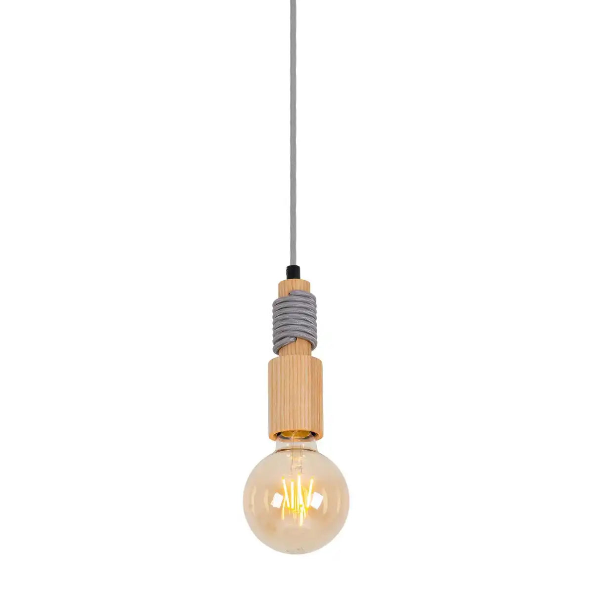 LED Holzbaldachin mit Textilkabel "Bento" incl. E27/4W LED