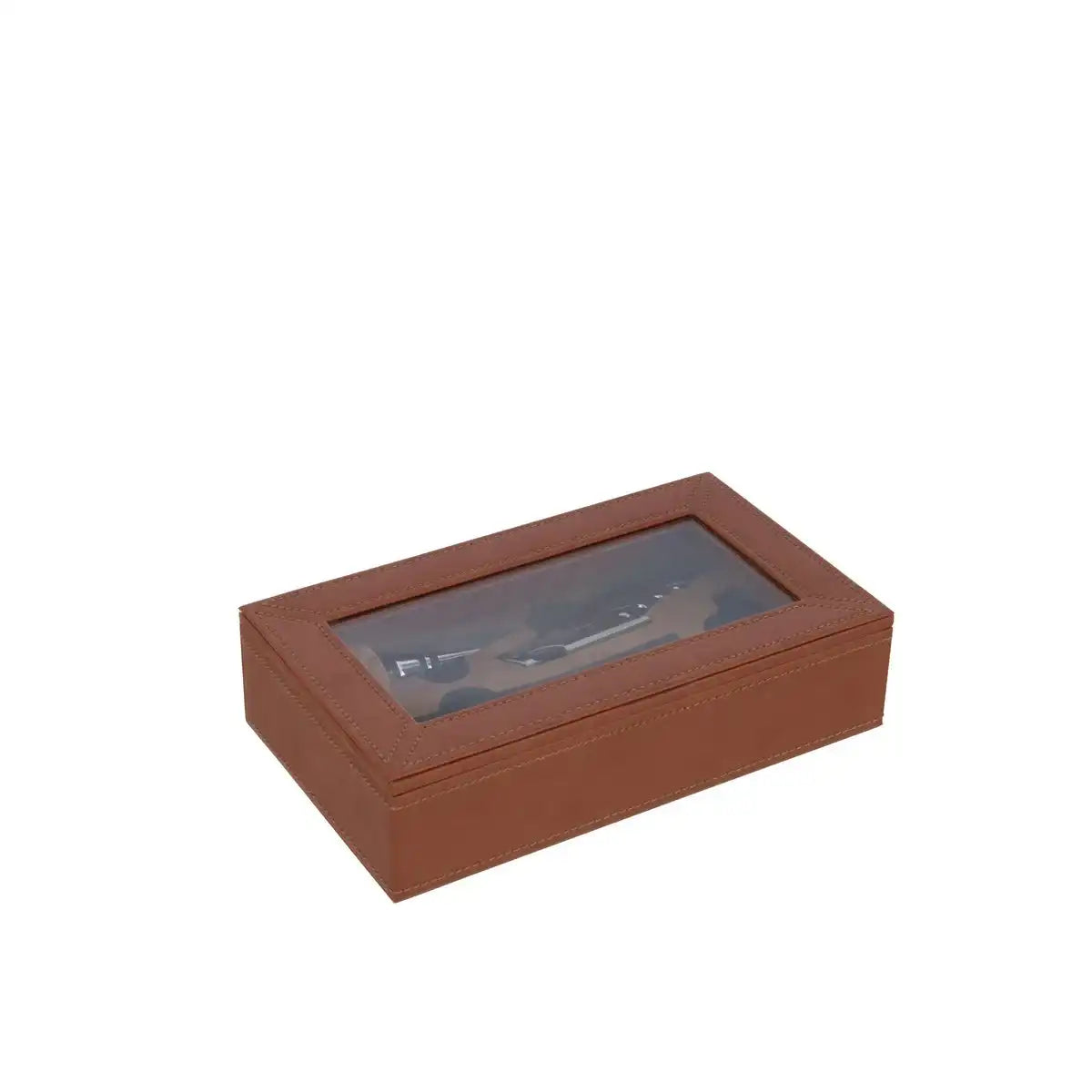 J -Line Box 6 Weinzubehör - Kunstleder - Cognac
