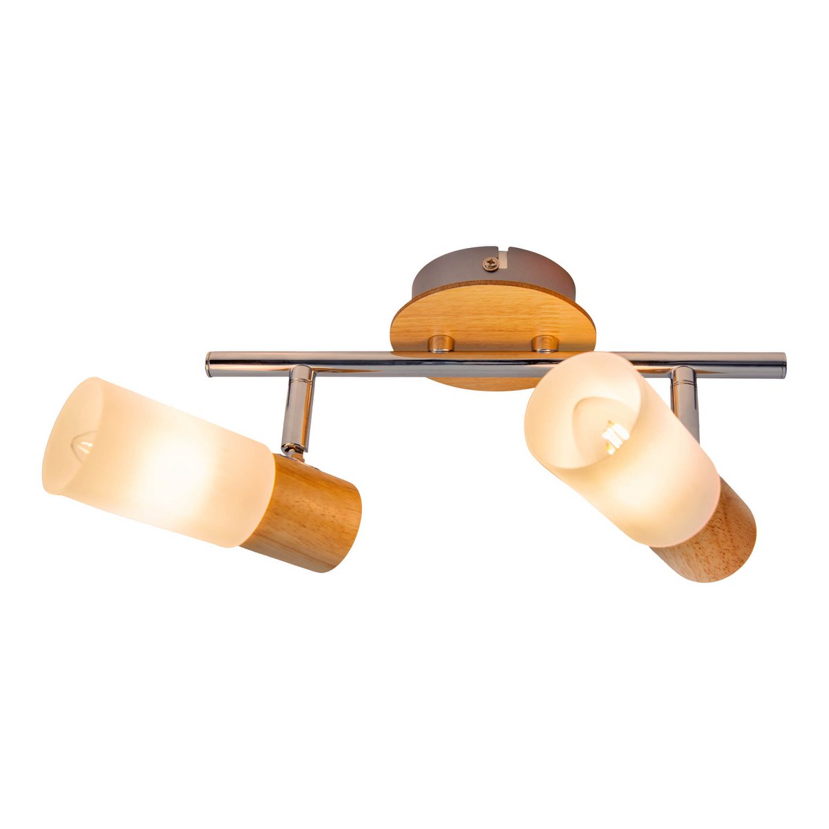 2er Wand- Deckenspot "TODTNAU", Metall, Holz und Kunststoff, E14, 39 cm lang