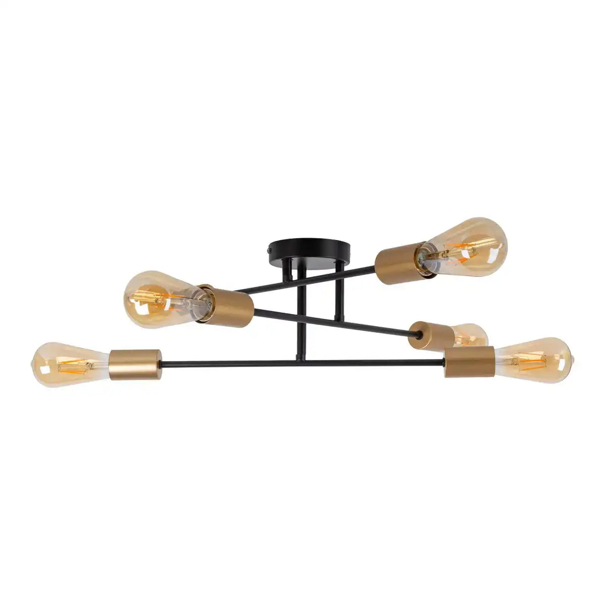 Deckenleuchte "MODO" 6-flammig aus Metall in Schwarz,, Fassungen Gold, E27-Fassung, Deckenlampe für Wohnzimmer, Esszimmer, Küche, Diele, Flur oder Büro mit einem Øvon 54,5 cm