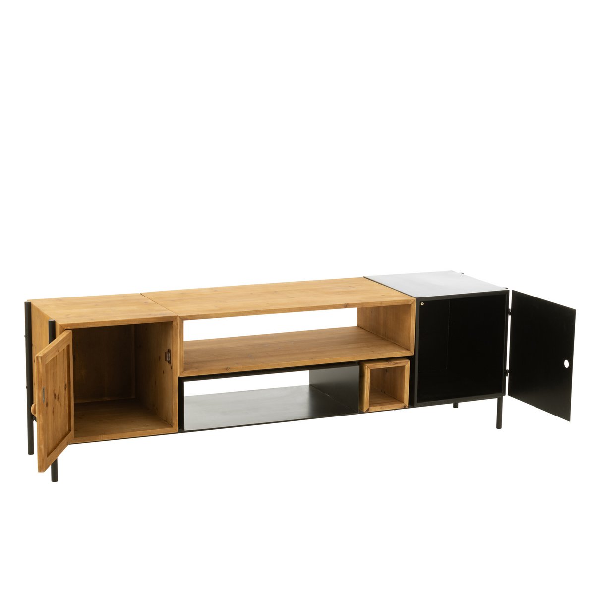 J-Line TV-Schrank Tina – Holz/Eisen – Schwarz/Natur