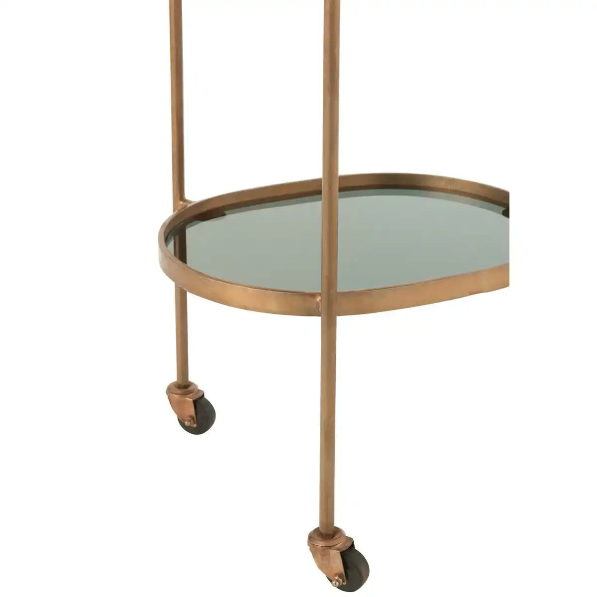J-Line Servierwagen Oval 2 Ebenen – Eisen/Glas – Schwarz/Bronze