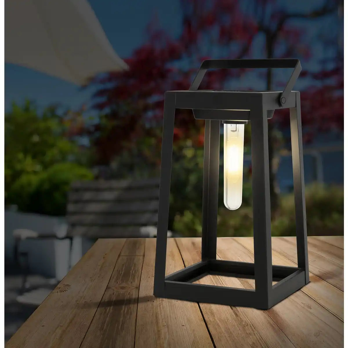 LED-Deko-Solarleuchte , für Außen, Deko - Metall und Kunststoff in Schwarz, mit integrierter LED