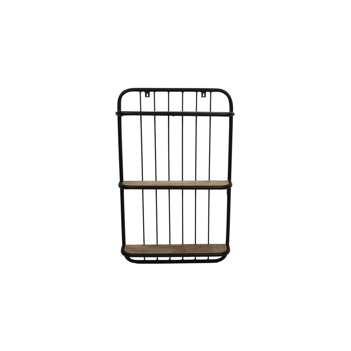 HSM Collection-Wandregal -50x12x80-Schwarz/Natur-Mango/Metall