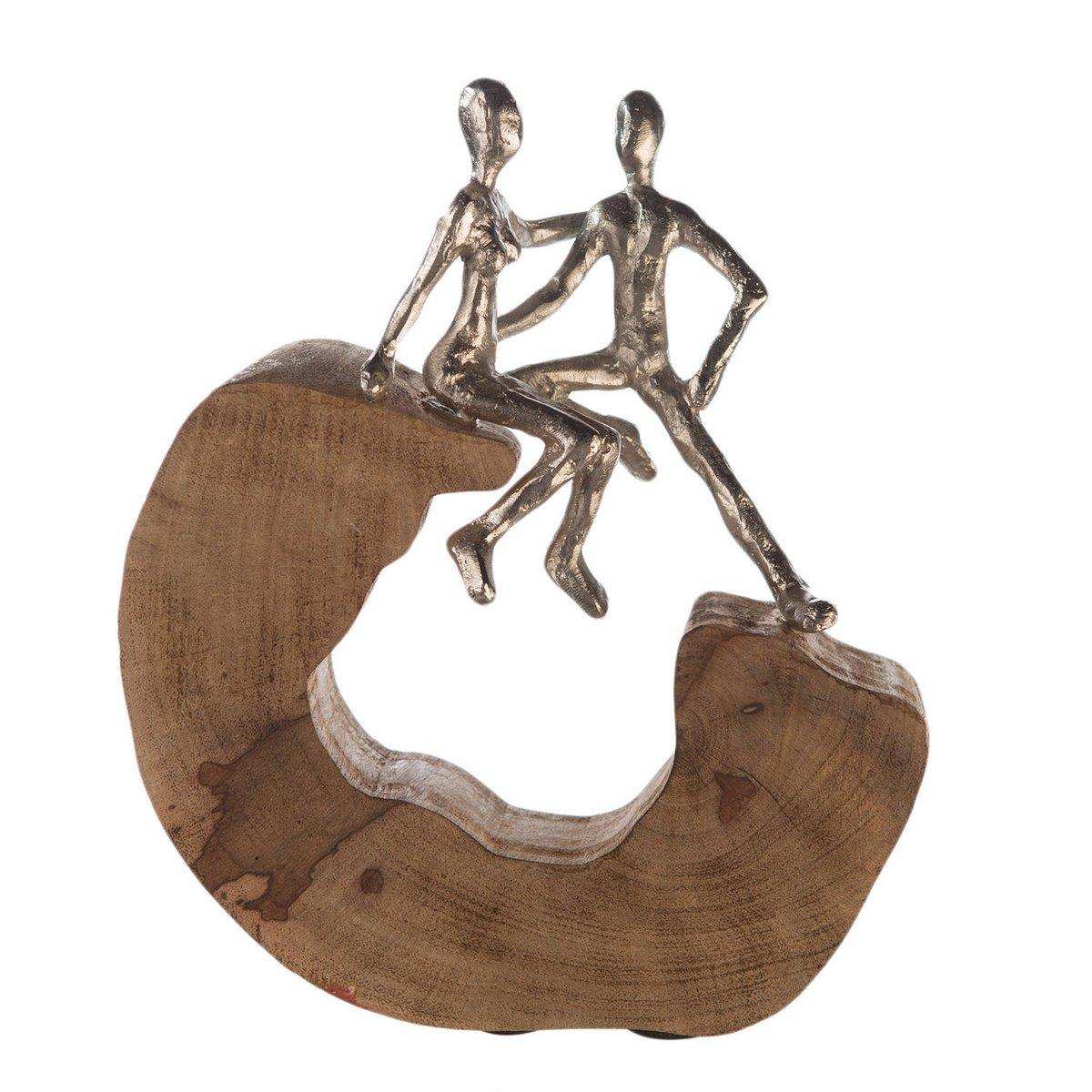 Aluminium/Holz Skulptur "Secure" silberfarben H.27cm - HomeDesign Knaus
