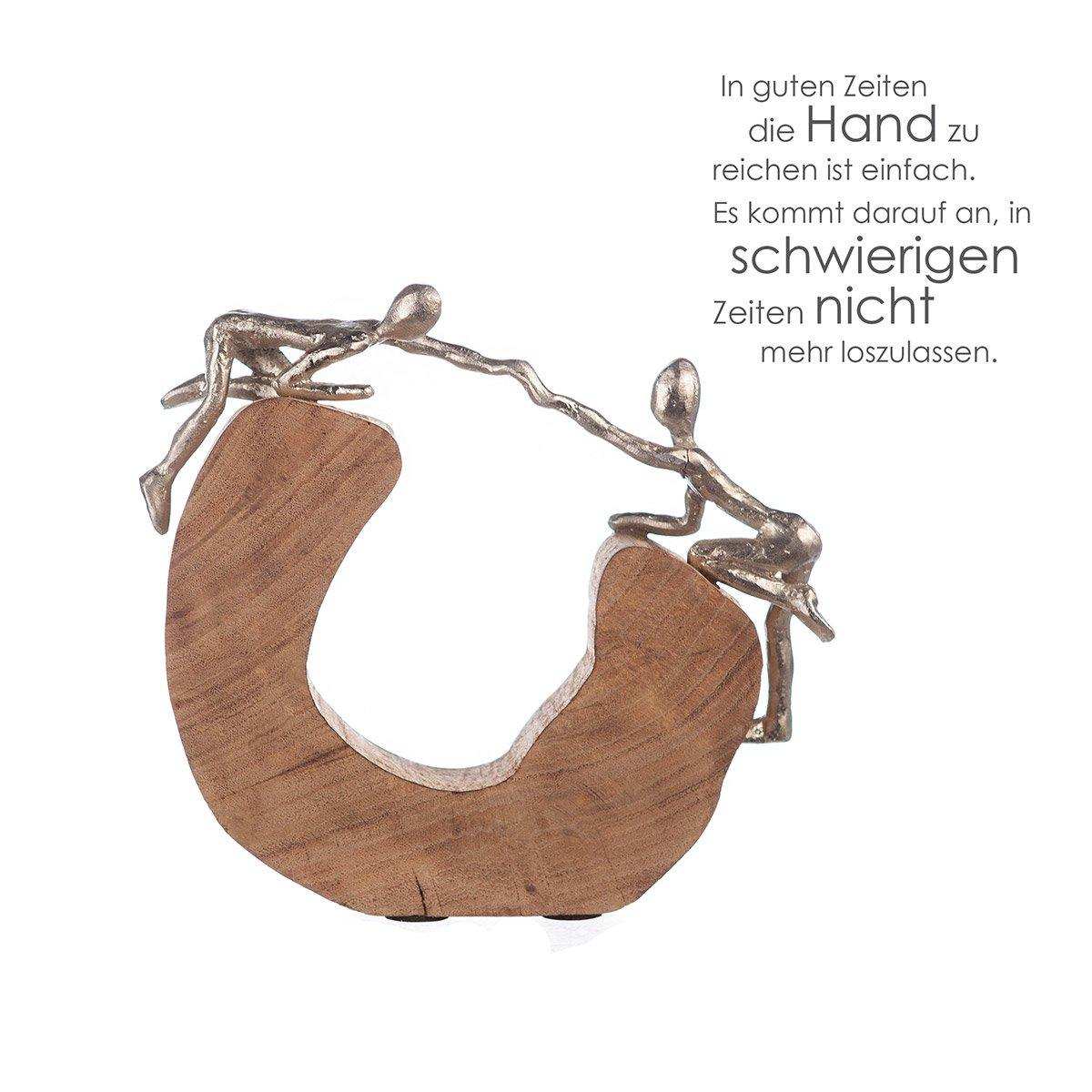 Aluminium/Holz Skulptur "Support" silberfarben H.24cm - HomeDesign Knaus