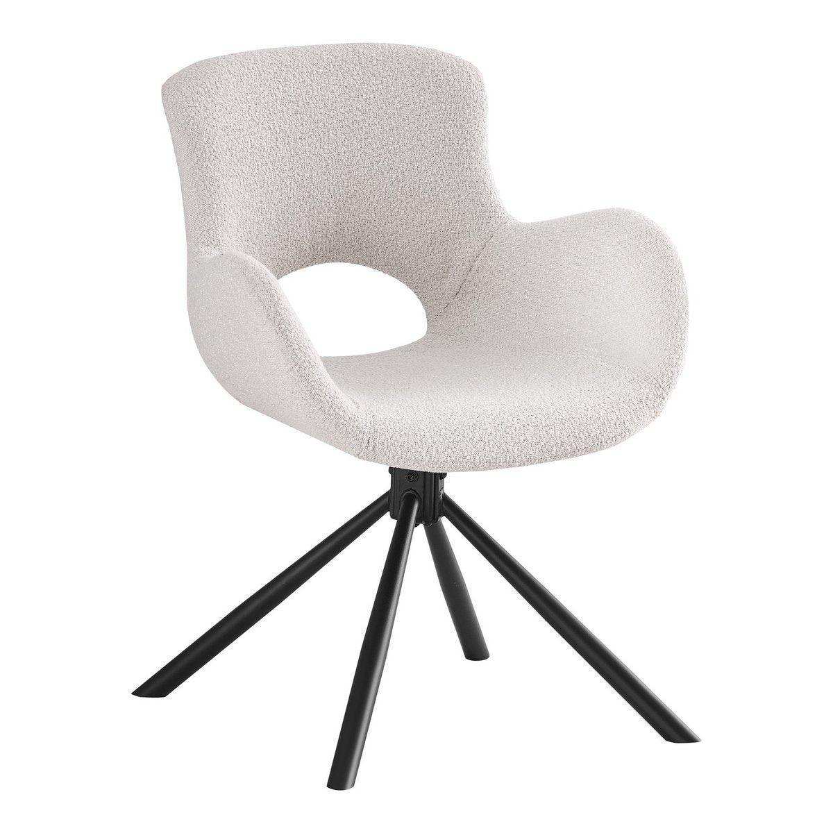Amorim Dining Chair – Esszimmerstuhl, in cremefarbenem Bouclé mit Drehgelenk - HomeDesign Knaus