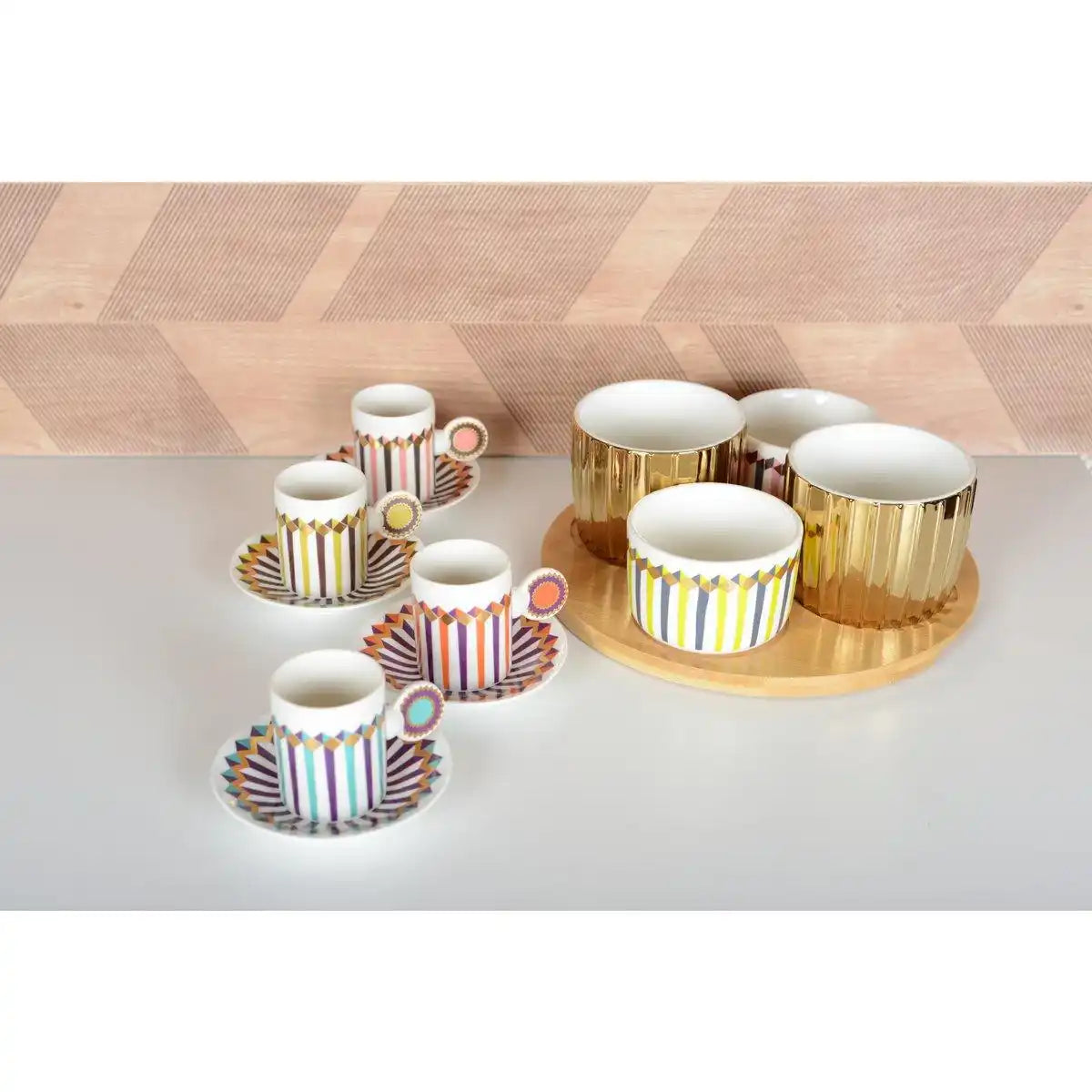 Aperitif Set 4 Tassen mit Holzschale - Illusion - HomeDesign Knaus