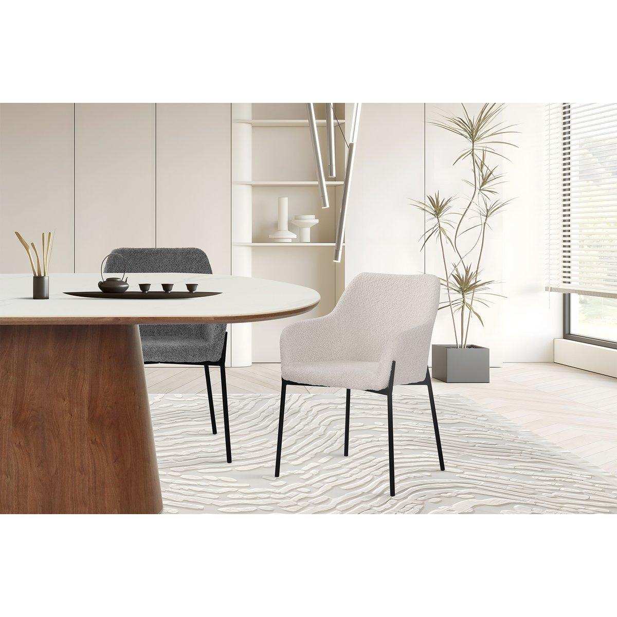 Armlehnstuhl 2er Set mit Bouclé-Bezug - HomeDesign Knaus