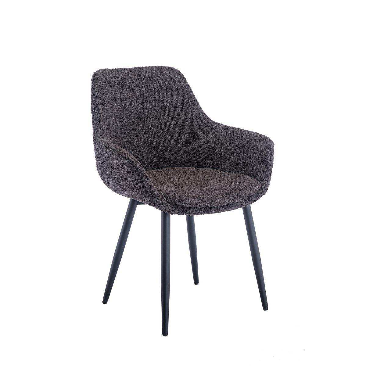 Armlehnstuhl Bouclé Stoff Anthrazit 2er Set - HomeDesign Knaus