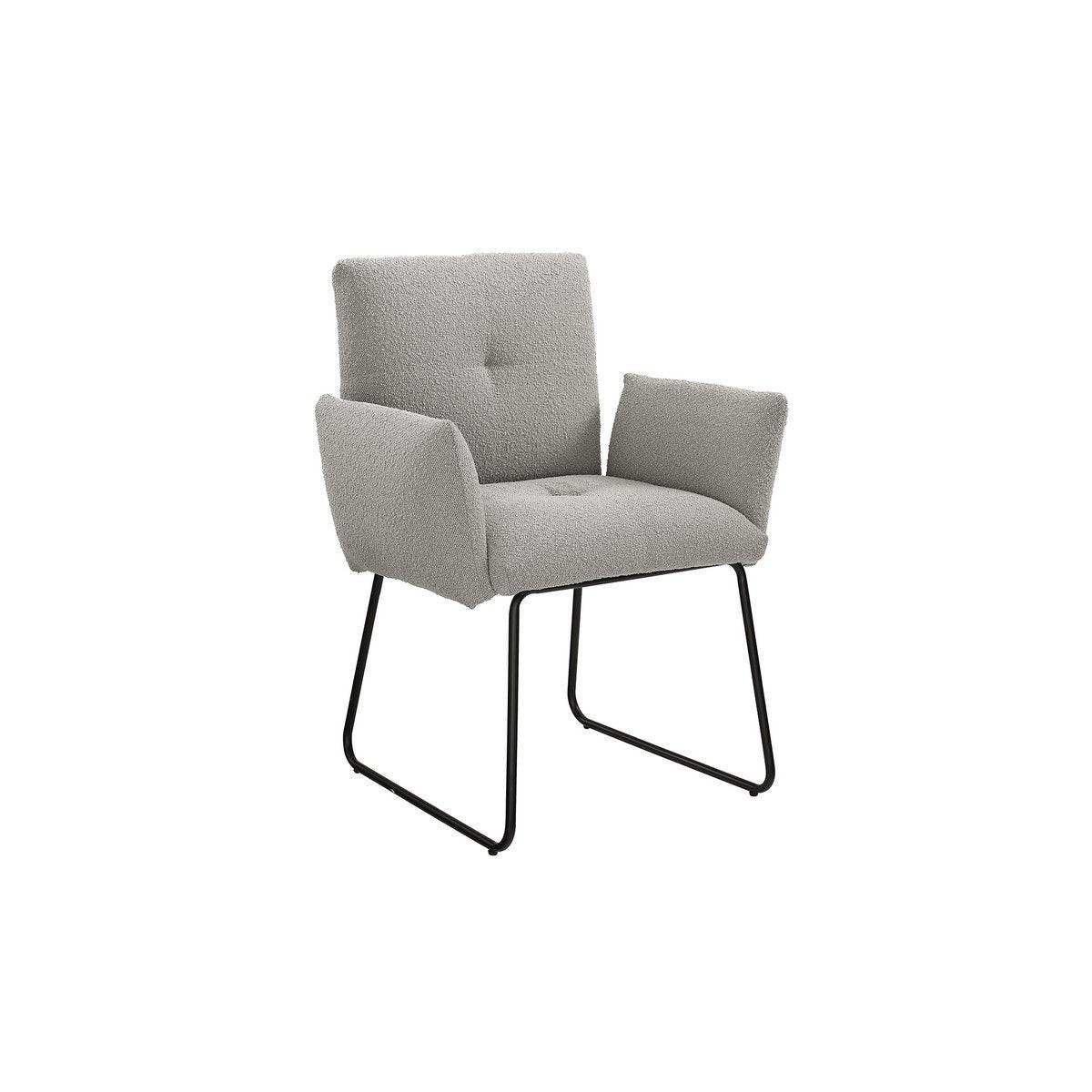 Armlehnstuhl Bouclé Stoff Hellgrau - HomeDesign Knaus