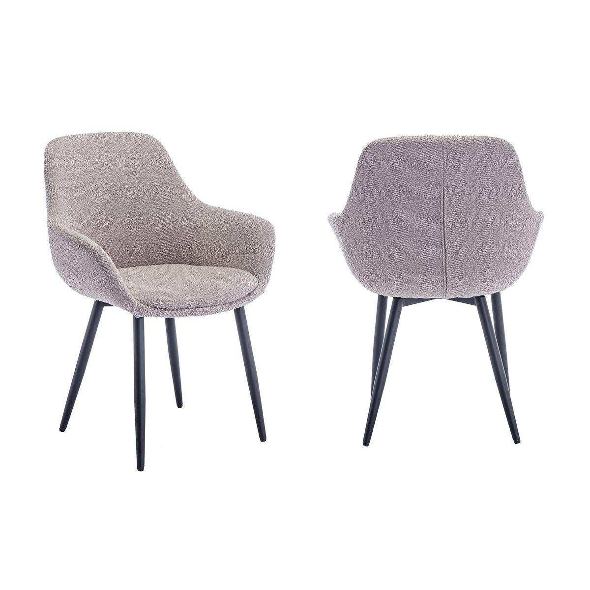 Armlehnstuhl Bouclé Stoff Taupe 2er Set - HomeDesign Knaus