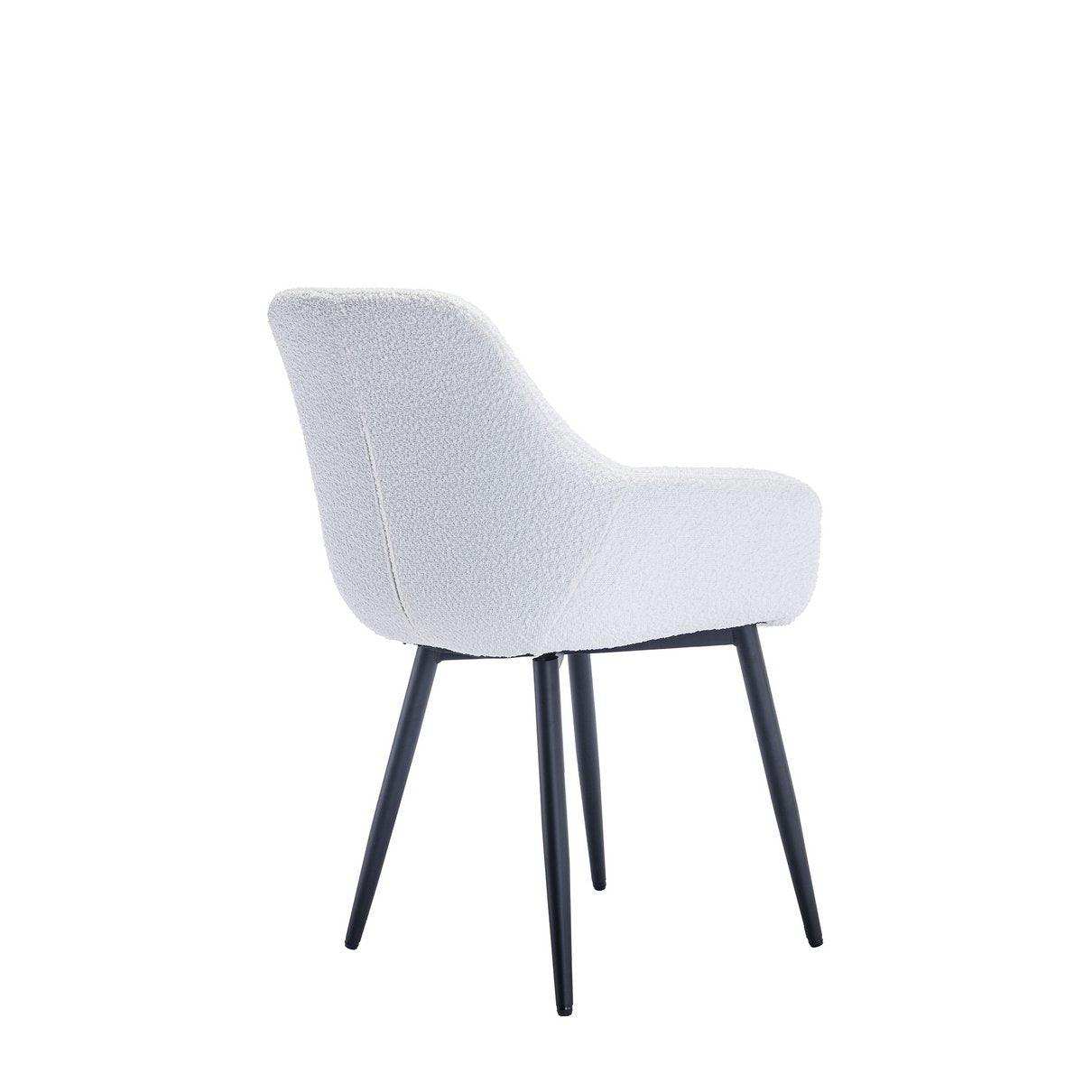 Armlehnstuhl Bouclé Stoff Weiß 2er Set - HomeDesign Knaus