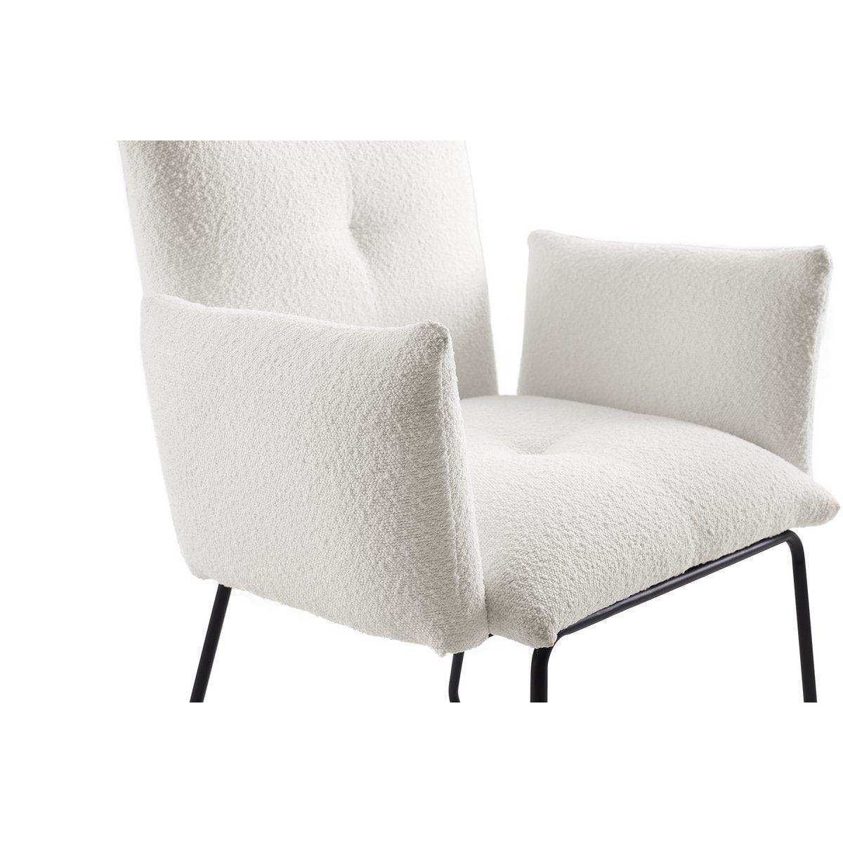 Armlehnstuhl Bouclé Stoff Weiß - HomeDesign Knaus