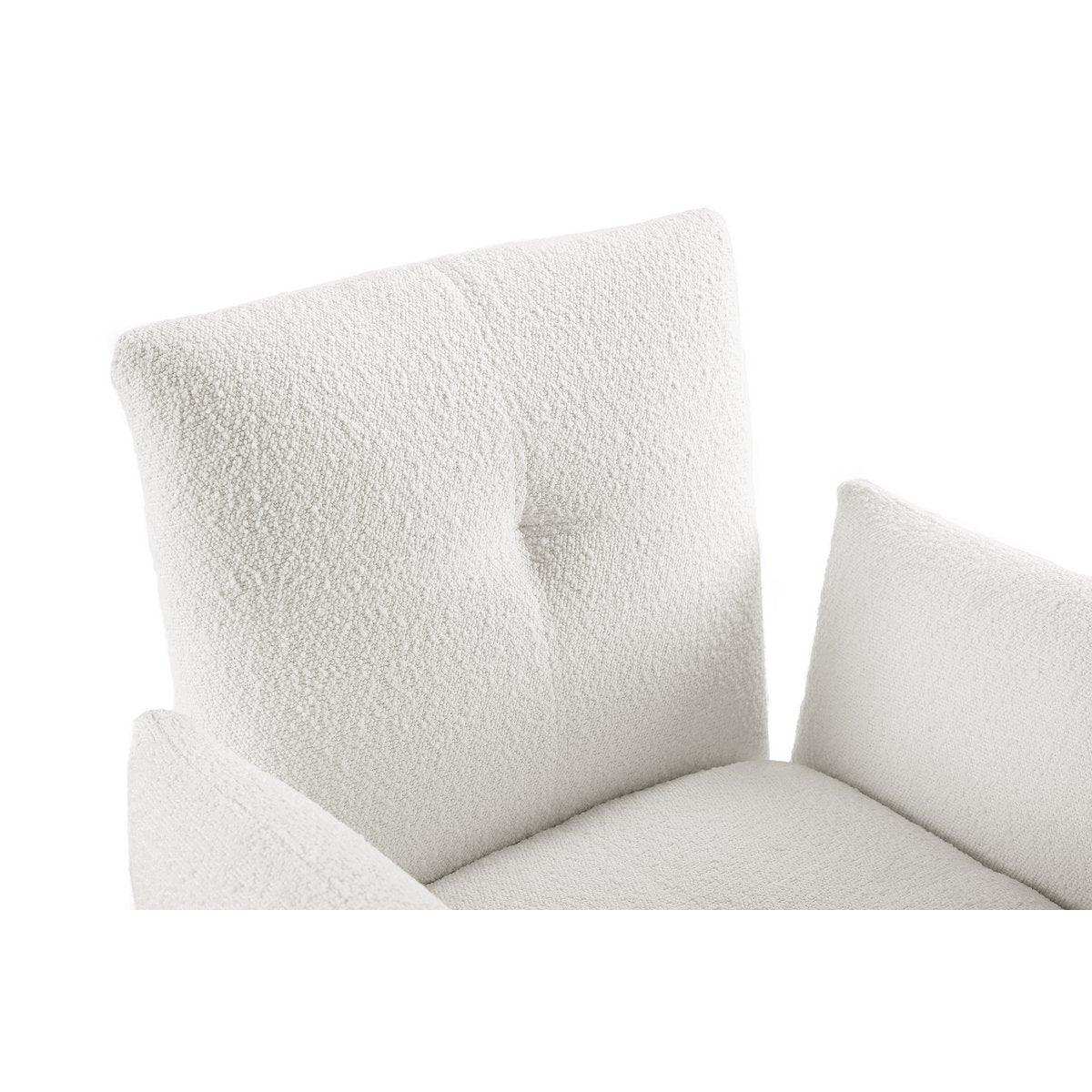 Armlehnstuhl Bouclé Stoff Weiß - HomeDesign Knaus