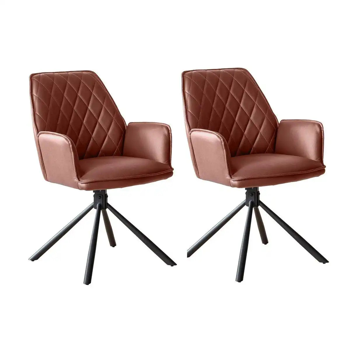 Armlehnstuhl Cognac 2er Set mit 360° Drehfunktion - HomeDesign Knaus
