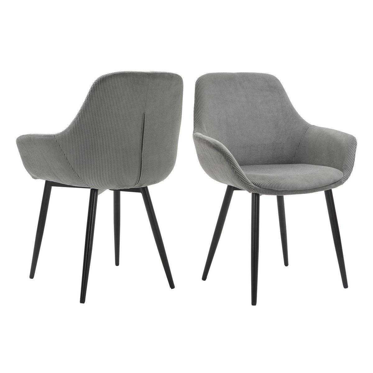Armlehnstuhl Cord-Optik 2er Set Grau - HomeDesign Knaus