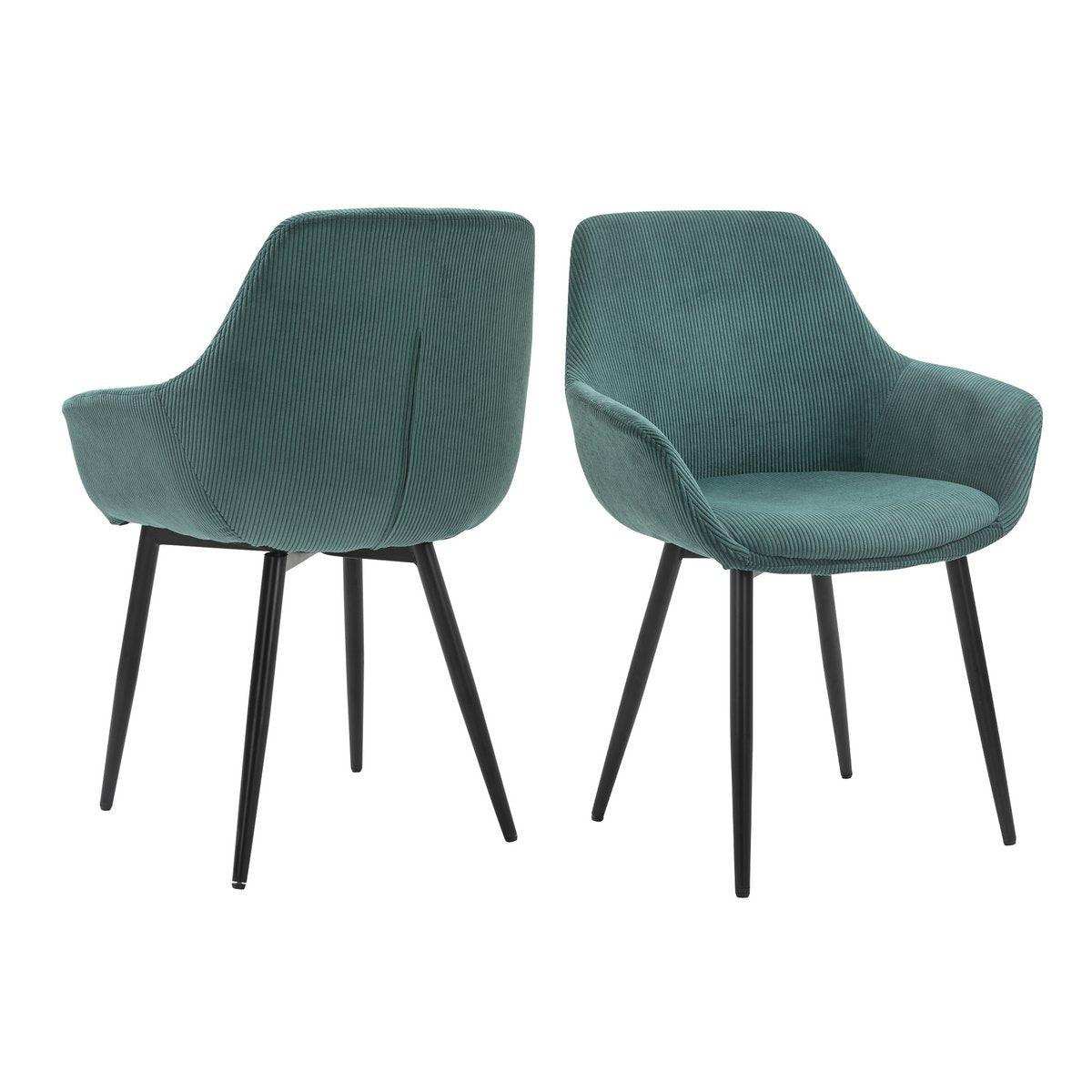 Armlehnstuhl Cord-Optik 2er Set Grün - HomeDesign Knaus
