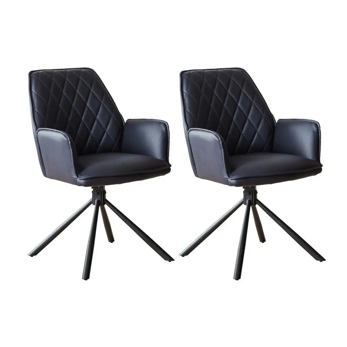 Armlehnstuhl Dunkelblau 2er Set mit 360° Drehfunktion - HomeDesign Knaus