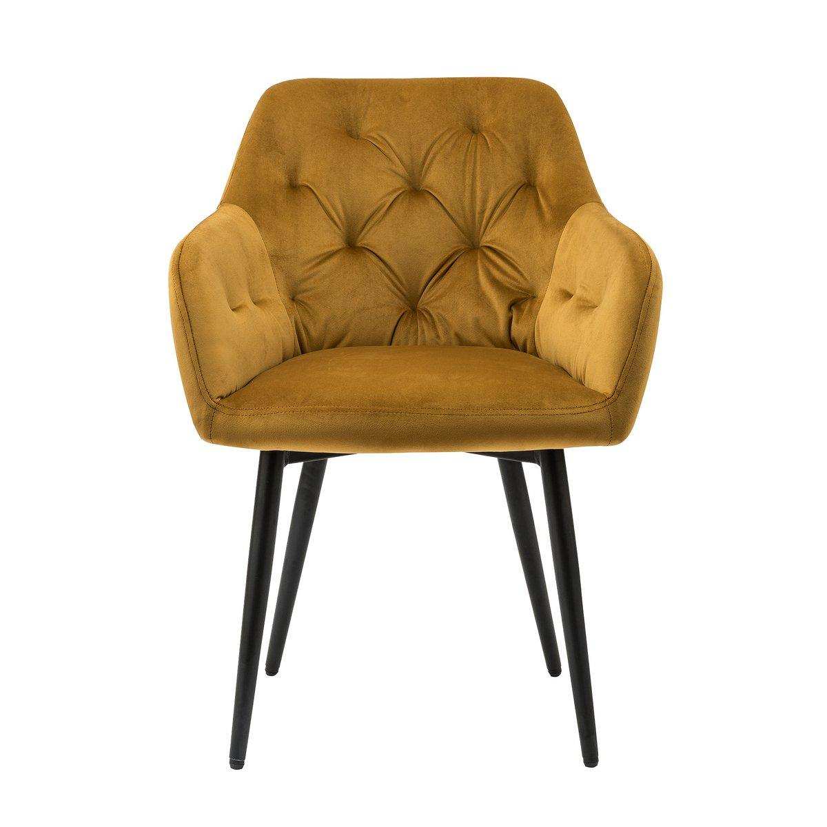 Armlehnstuhl gelb Samt - HomeDesign Knaus