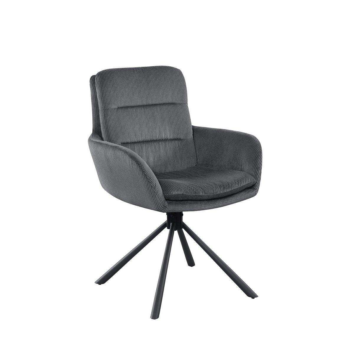 Armlehnstuhl in Cord-Optik Dunkelgrau - HomeDesign Knaus