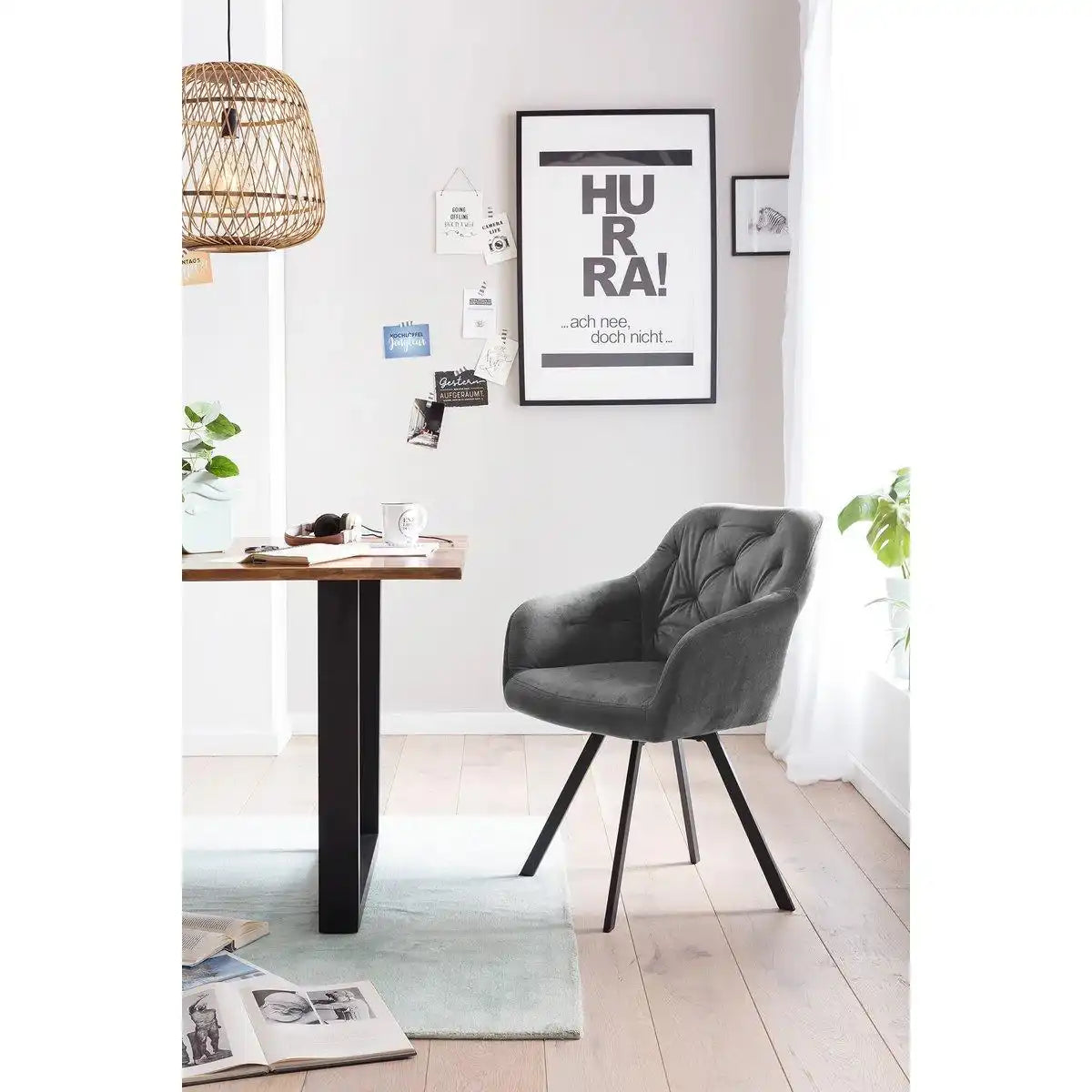 Armlehnstuhl mit 360° Drehfunktion Grau - HomeDesign Knaus
