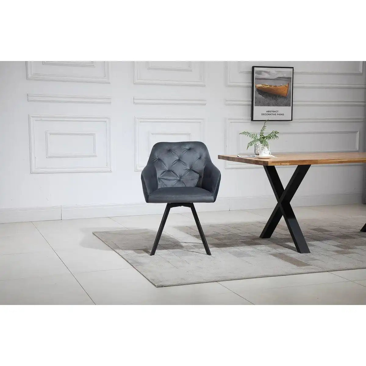 Armlehnstuhl mit 360° Drehfunktion Grau - HomeDesign Knaus