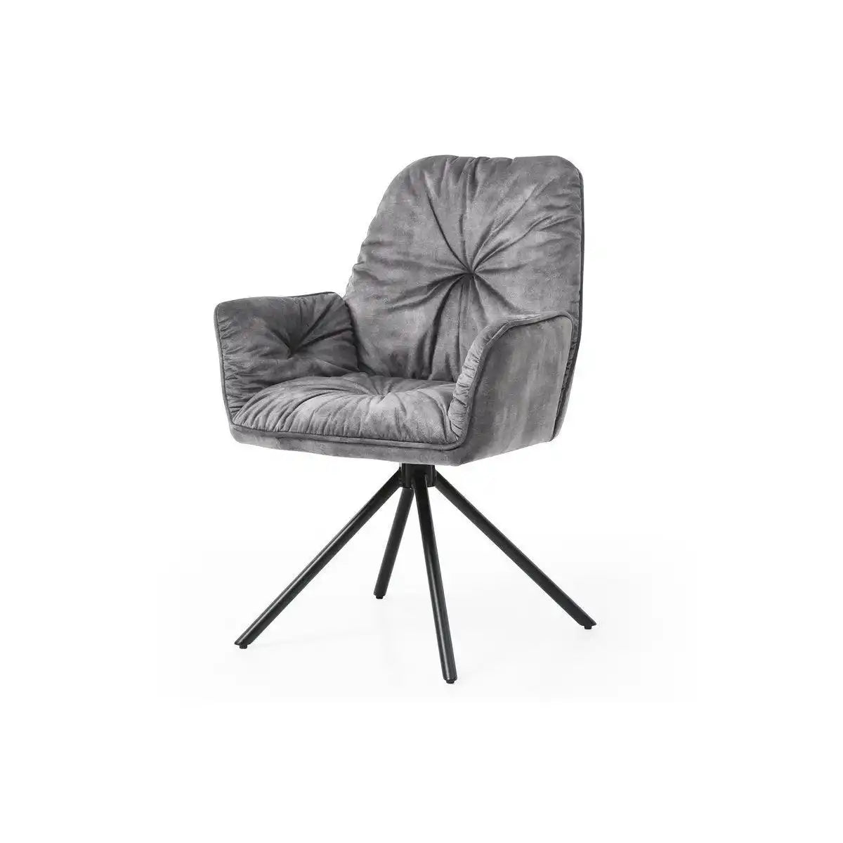 Armlehnstuhl mit 360° Drehfunktion, Grau - HomeDesign Knaus
