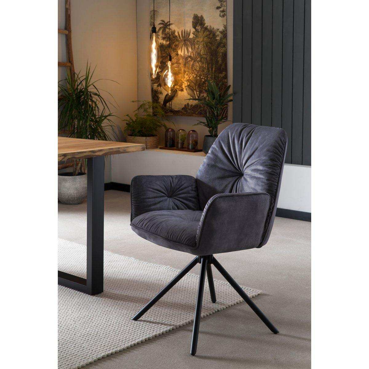 Armlehnstuhl mit 360° Drehfunktion, Schwarz - HomeDesign Knaus