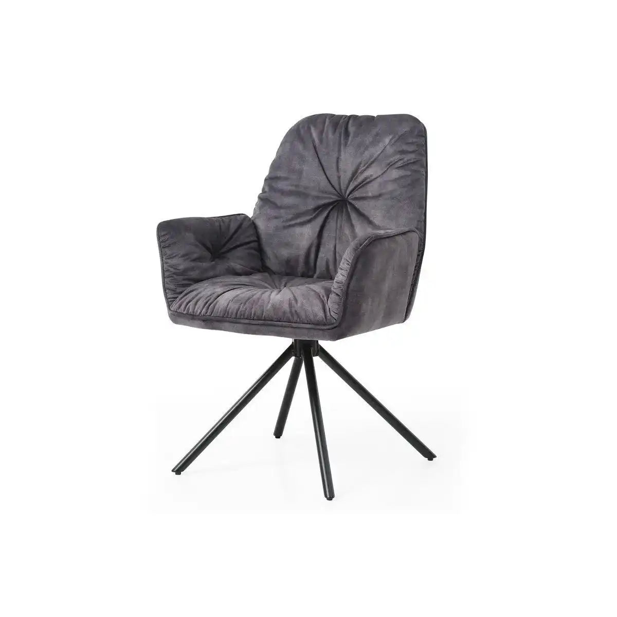 Armlehnstuhl mit 360° Drehfunktion, Schwarz - HomeDesign Knaus
