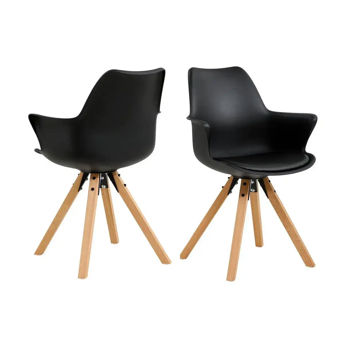 Armlehnstuhl mit Kunststoffschale 2er Set Schwarz - HomeDesign Knaus