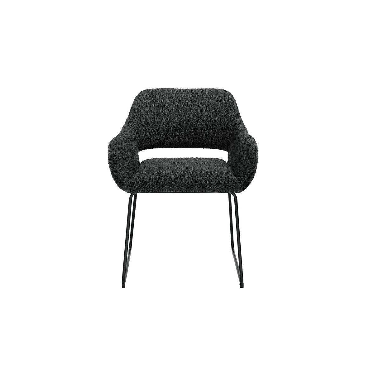 Armlehnstuhl mit Rücken Cut-Out Bouclé Stoff Anthrazit - HomeDesign Knaus