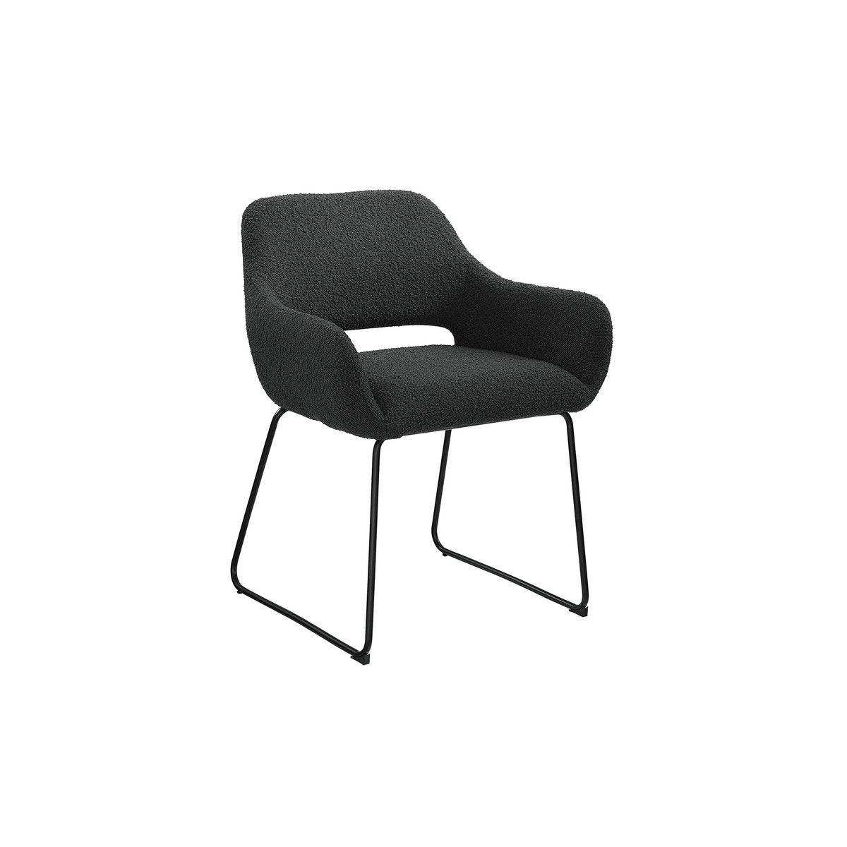 Armlehnstuhl mit Rücken Cut-Out Bouclé Stoff Anthrazit - HomeDesign Knaus