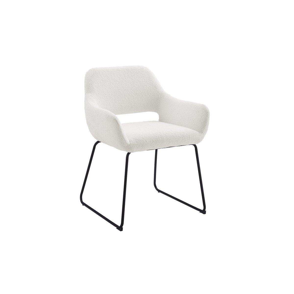 Armlehnstuhl mit Rücken Cut-Out Bouclé Stoff Weiß - HomeDesign Knaus