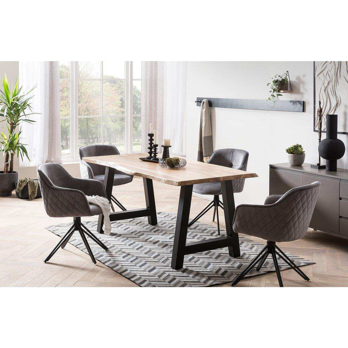 Armlehnstuhl mit Wabensteppung Grau - HomeDesign Knaus