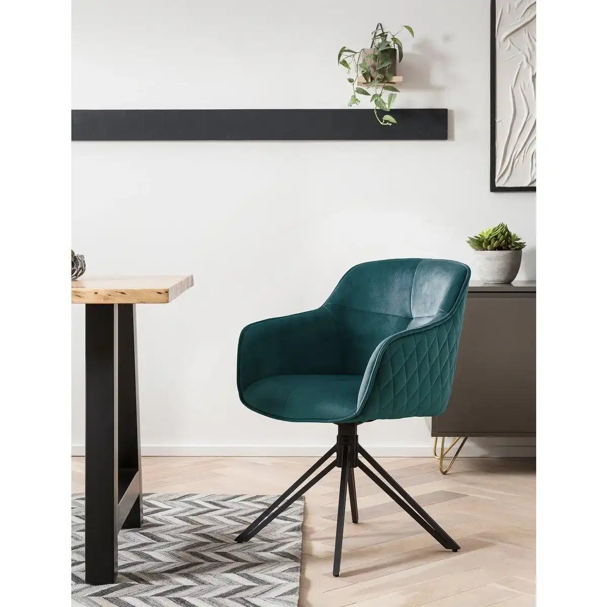 Armlehnstuhl mit Wabensteppung Grün - HomeDesign Knaus