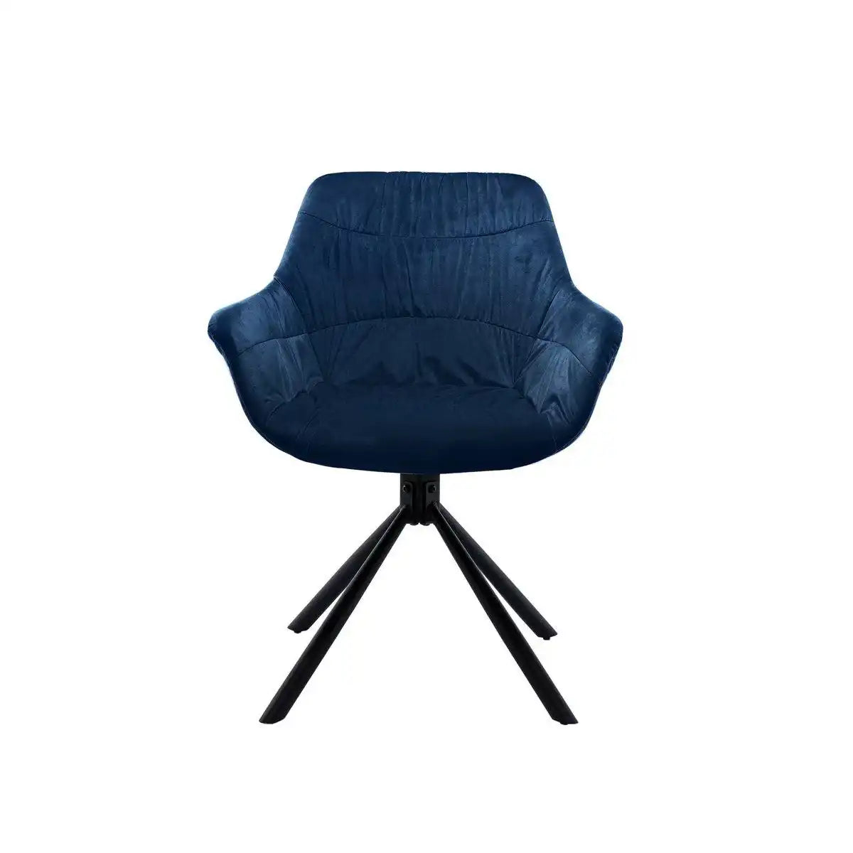 Armlehnstuhl mit Wabensteppung Samt Blau - HomeDesign Knaus