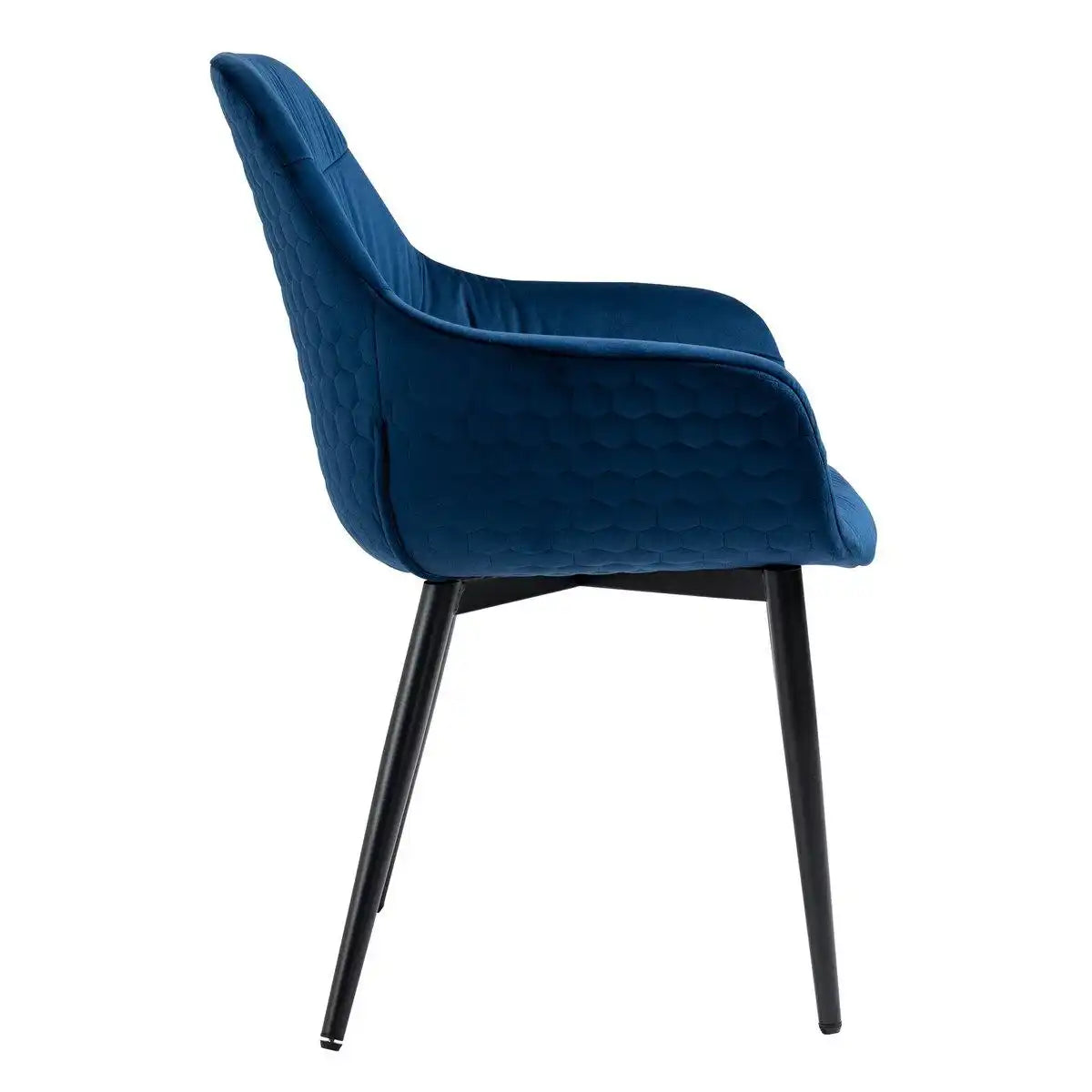 Armlehnstuhl mit Wabensteppung Samt Blau - HomeDesign Knaus