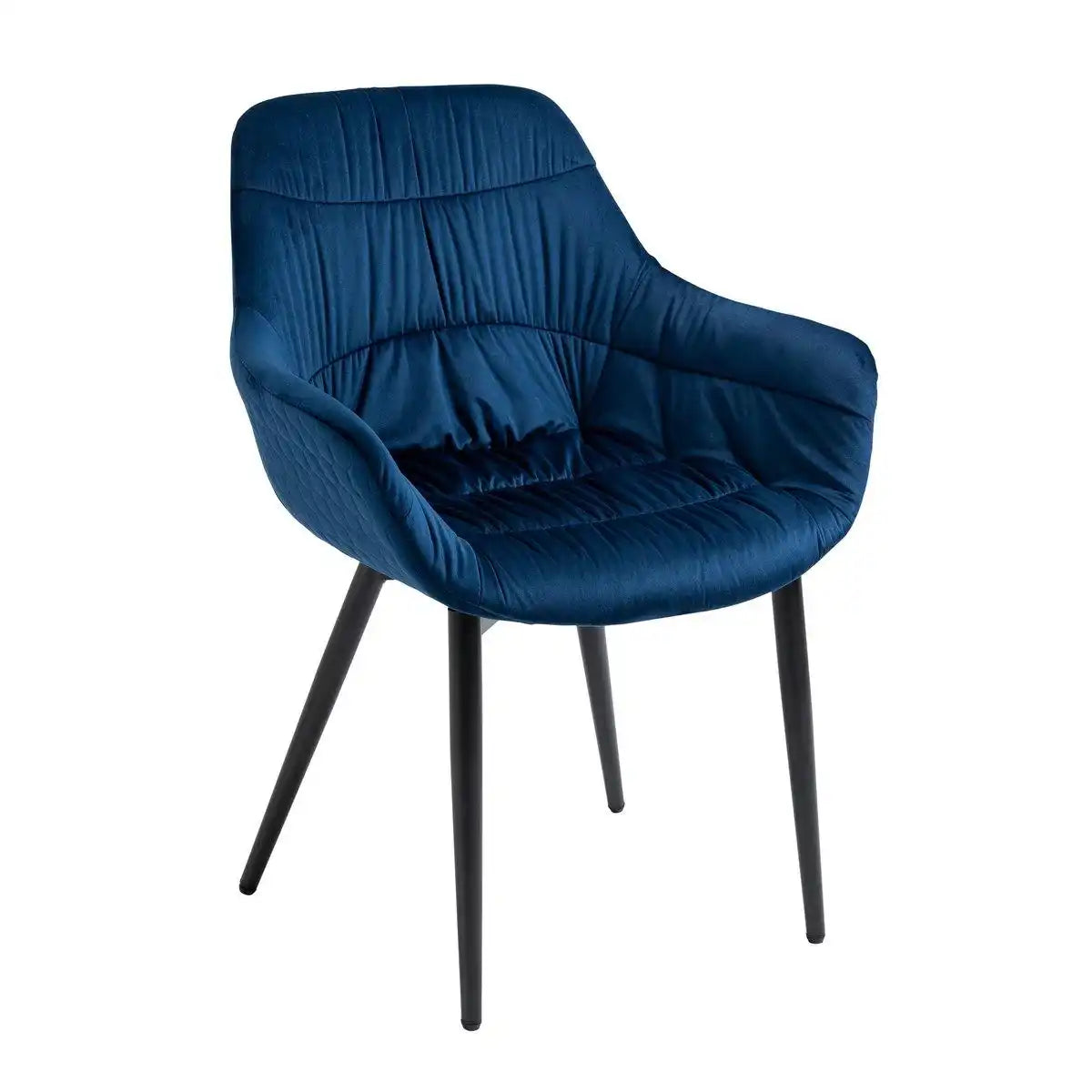 Armlehnstuhl mit Wabensteppung Samt Blau - HomeDesign Knaus