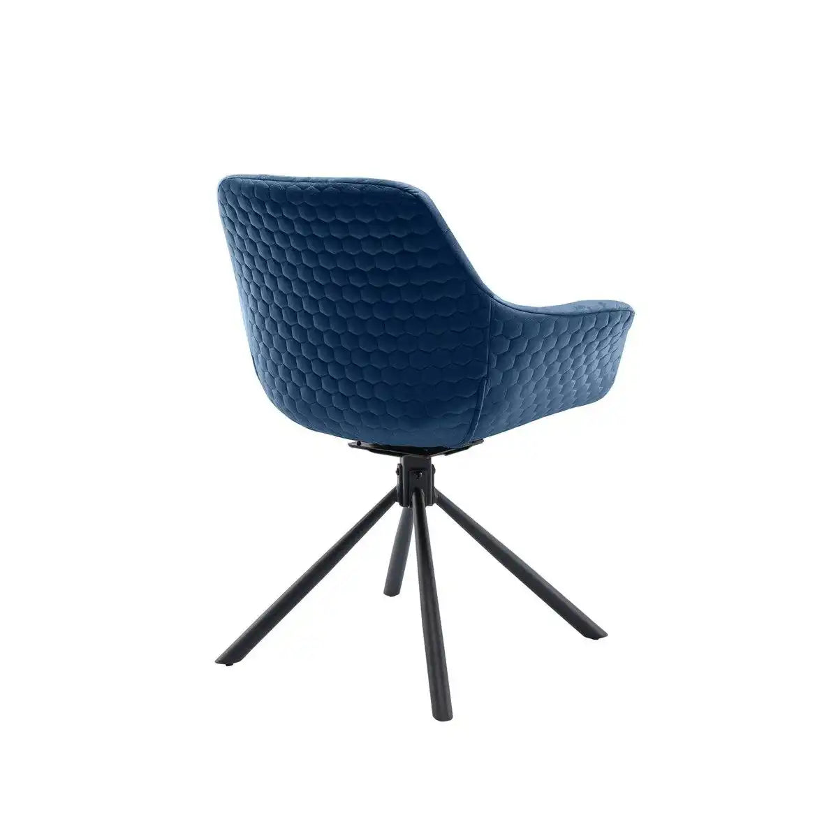 Armlehnstuhl mit Wabensteppung Samt Blau - HomeDesign Knaus