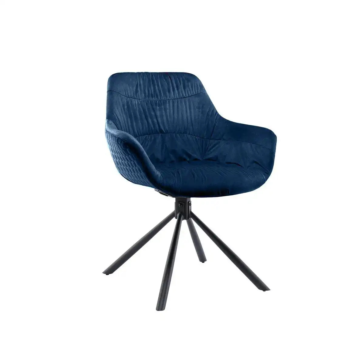 Armlehnstuhl mit Wabensteppung Samt Blau - HomeDesign Knaus